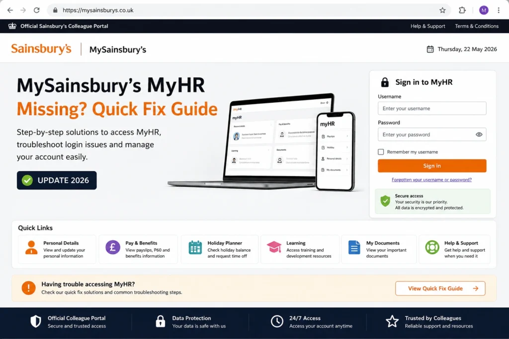 Why MyHR is missing in MySainsburys