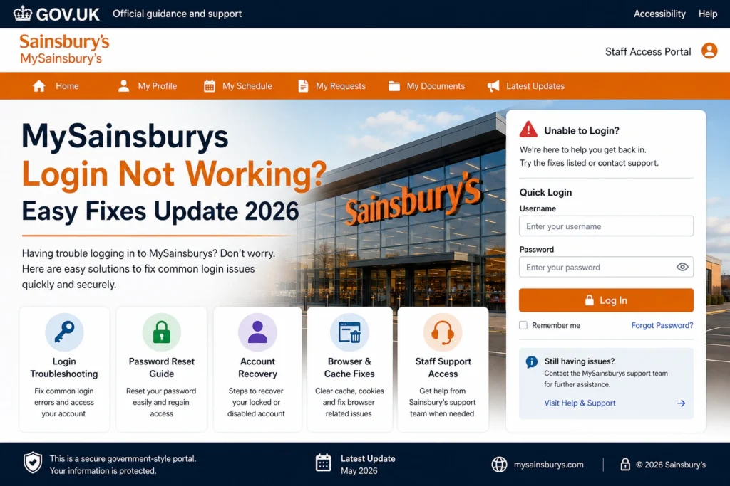 MySainsburys Login Not Working? Easy Fixes Update 2026