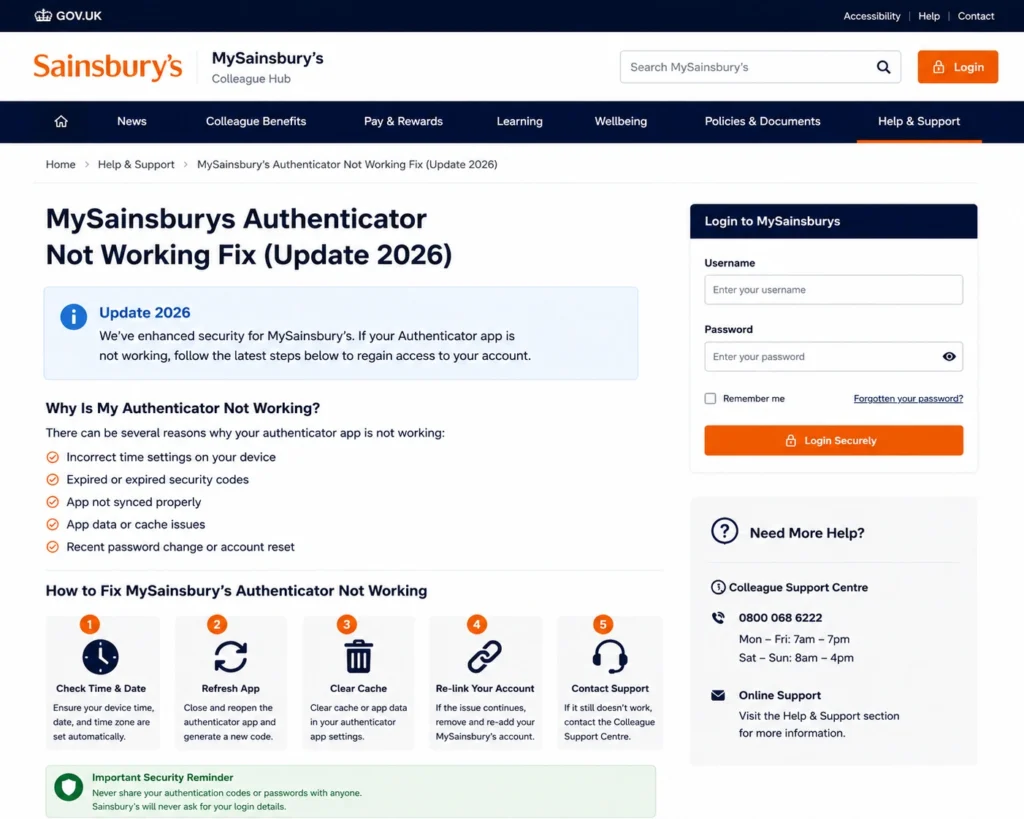 Step-by-Step Fix for MySainsburys Authenticator Problems